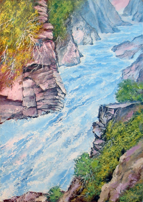 Ликование (петр петропавловский, горы, живопись, водопад, горные реки, масло)
