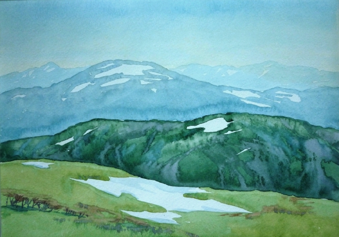 Походные этюды (акварель, алтай)