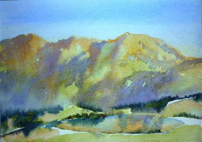 Безымянные озера (акварель, алтай, походные этюды)