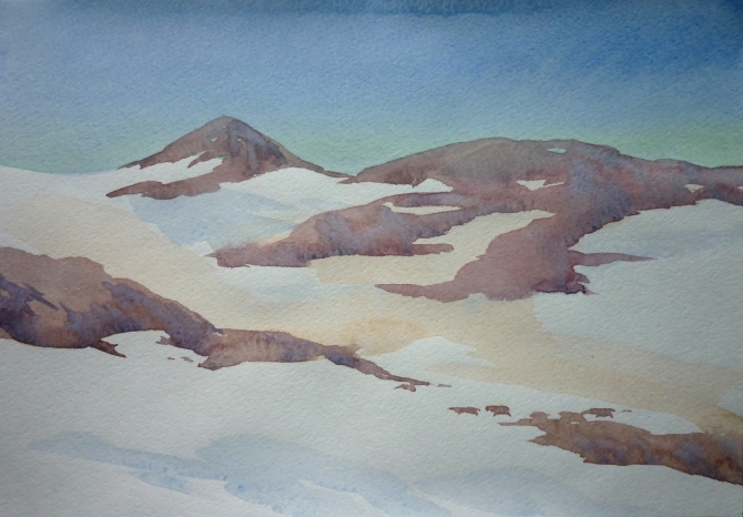 Солнце,снег,+12 (акварель, походные этюды)