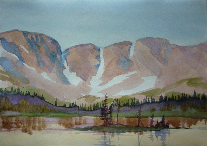 Солнце,снег,+12 (акварель, походные этюды)