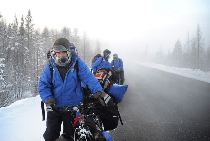 17 апреля 2014г. успешно завершилась молодежная зимняя велоэкспедиция "Дорогами памяти". (якутия велосипед экспедиция оймякон черский)