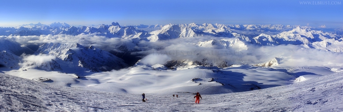 Эльбрус и люди на него идущие... (Альпинизм, кавказ)