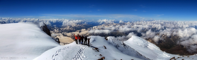 Эльбрус и люди на него идущие... (Альпинизм, кавказ)
