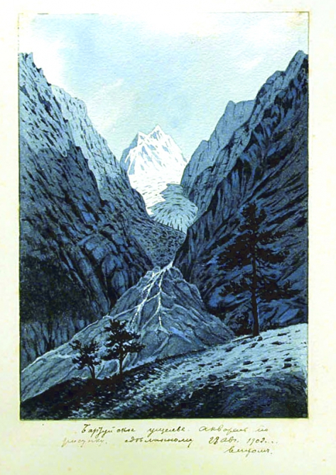 АКВАРЕЛИ НИКОЛАЯ ВАСИЛЬЕВИЧА ПОГГЕНПОЛЯ (1902-1904 гг., Альпинизм, н.в. поггенполь, а.к. фон-мекк, акварель)