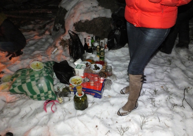 Новогодний экстрим в Чегетском лесу(в продолжение поздравлялки, Горные лыжи/Сноуборд, приэльбрусье, терскльско-чегетский лес)