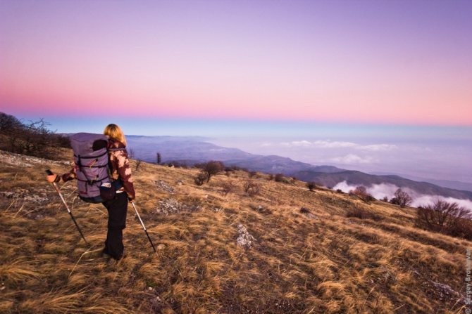 В поход на выходные! 50 км от Чатыр-Дага до Джур-Джура (Туризм, пвд, демерджи, закат, зима, крым, природа, рассвет, фото, брошеван)