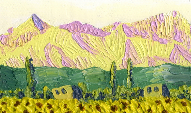 Просто утро с видом на Безенгийский Массив (виктор чайка, картины, горы, живопись, на призрачных высотах, шагала-кёль, на рассвете, вид на безенгийский массив)