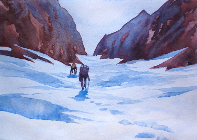 Живописные страницы из жизни горного туриста (Горный туризм, живопись, акварель)