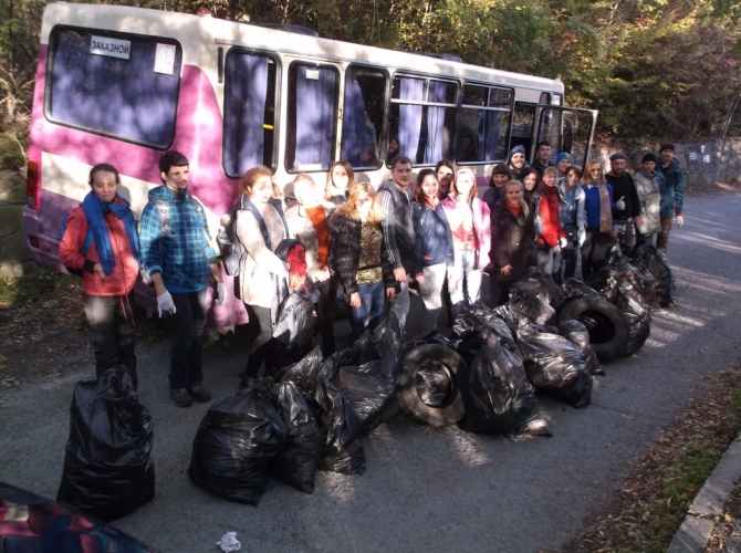 Чистый "Мишка" протянул лапу Боткинской тропе (Туризм, шабанов, боткинская, мусор, эко-акция, уборка)