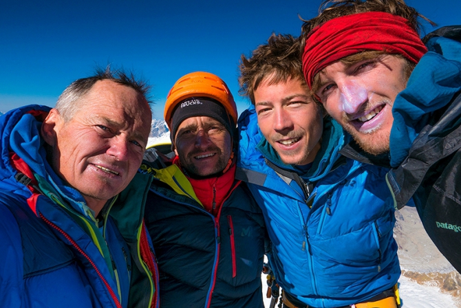 Marko Prezelj_Manu Pellissier_Urban Novak_Hayden Kennedy_ob top of Cerro Kishtwar_photo by Marko Prezelj