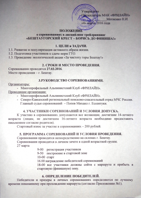 «БЕШТАУГОРСКИЙ КРЕСТ – БОРИСЬ ДО ФИНИША!»