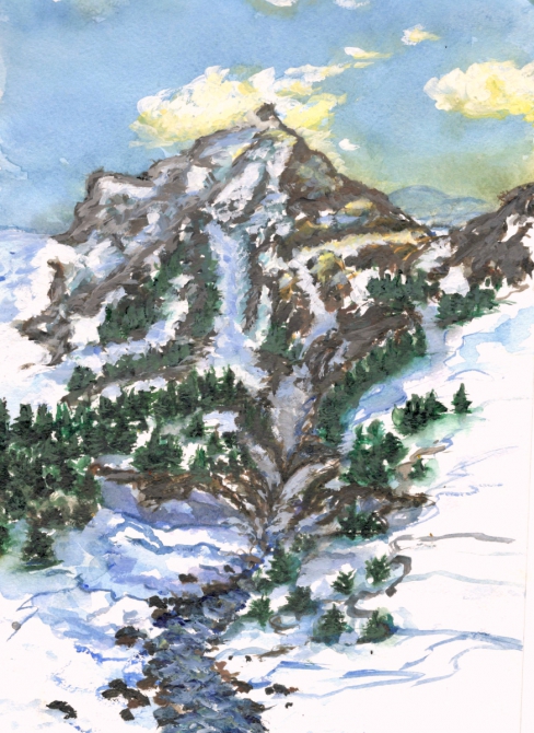 Наброски со сборов в Туюк-Су (март, акварель, пейзаж, портрет)