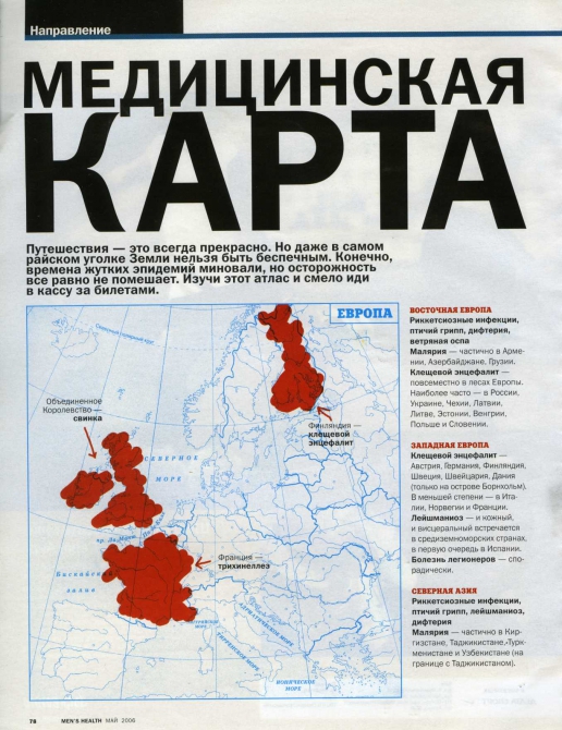 Медицинская карта. (Скалолазание, тропическая лихорадка, болезнь легионеров, малярия. желтая лихорадка, прививки)