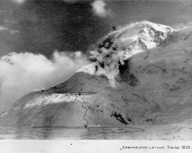 Пик Победа, 1949 (Альпинизм, инылчек, звездочка, колокольников)