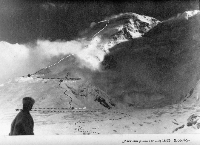 Пик Победа, 1949 (Альпинизм, инылчек, звездочка, колокольников)