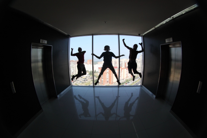 Как быстро уйти с работы из бизнес центра? (BASE, rapt, ropejumping, atlantic city)