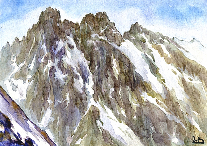 СТЕНЫ ШХЕЛЬДЫ (Альпинизм, акварель, кавказ, шхельда, виктор воропаев)