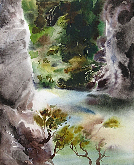 ГОРНЫЙ ПОТОК (Альпинизм, акварель)
