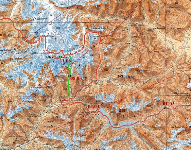 У подножия пика Революции (6940, Альпинизм, маи, лыжный туризм, музкол, зимний памир, ледник грумм-гржимайло)