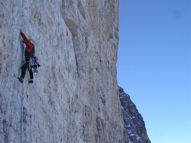 Первое зимнее повторение маршрута "Bellavista" 7c, A4 на Лаваредо (Альпинизм, доломиты, италия, зимний альпинизм, хубер, ито, альпинизм, беллависта)
