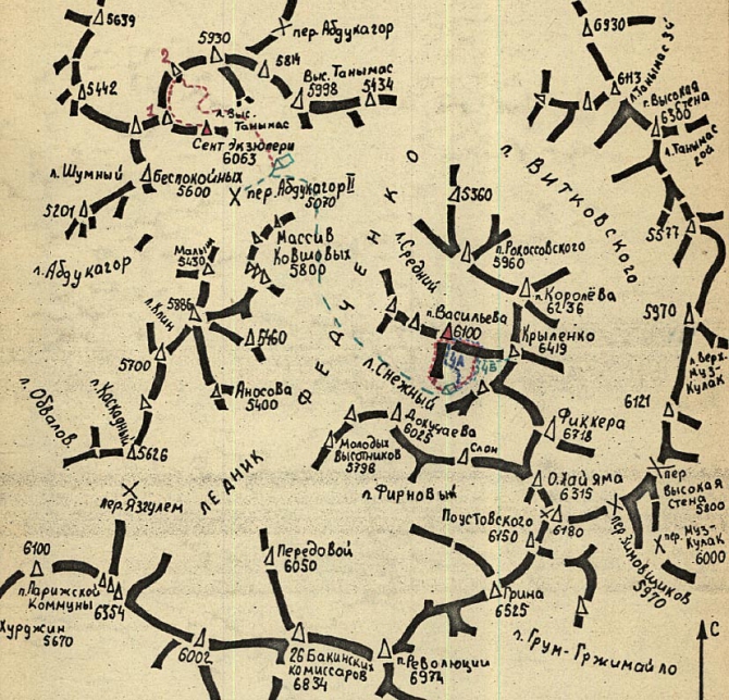 Шеститысячники Язгулемского хребта. (Альпинизм, язгулемский хребет, таблица вершин, шеститысячники памира)
