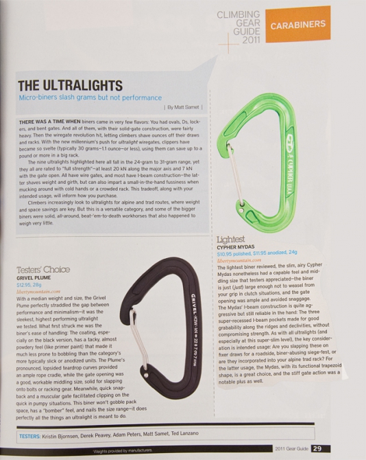 Editor's choice Climbing Magazine 2011! карабинчики легкие... (карабины, grivel, снаряжение)